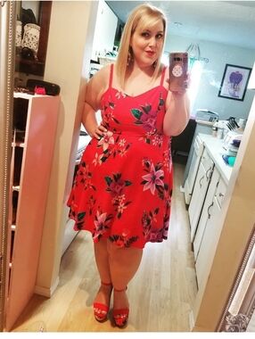 🩷5/$25🩷 Red Floral Cami Dress, Plus Size XL (16/18)